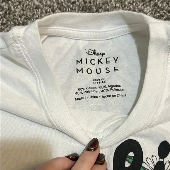 Disney Mickey Mouse White Tee with Floral Design - Picture 2 of 2